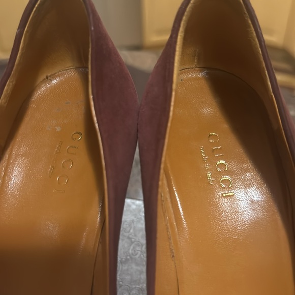 Gucci SCARLATTO Kid Scamosciato Burgundy Heels size 36+ - Picture 9 of 16